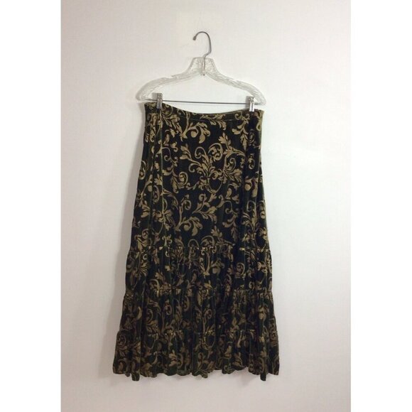 April Cornell Velvet Burnout Skirt Tiered Maxi Womens Large - Picture 1 of 7